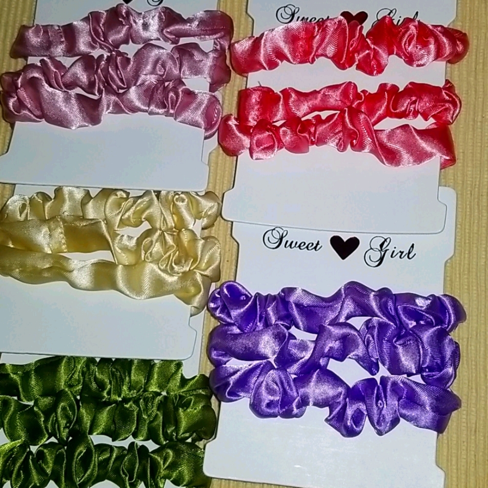 SATIN FLUORESCENT COLOR FASHION HAIR SCRUNCHIES